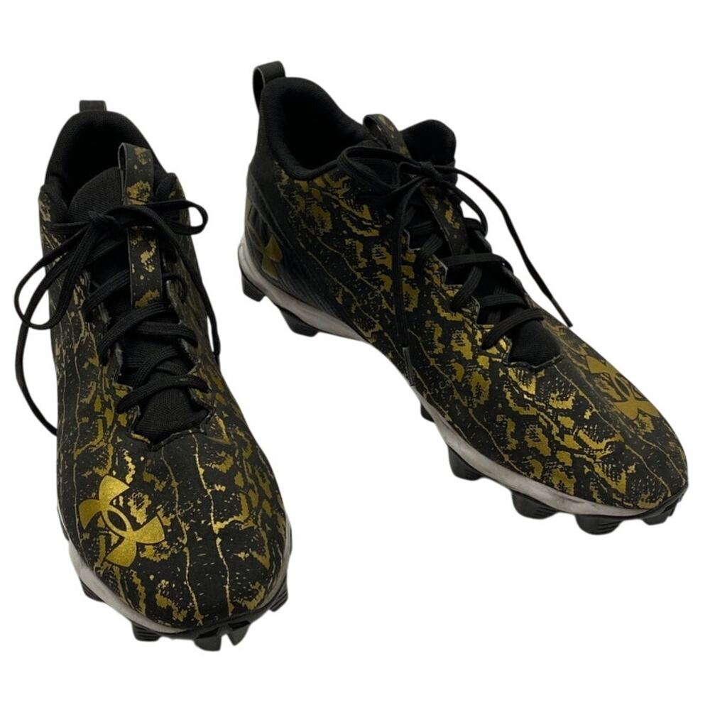 Under Armour Spotlight Mid Black and Gold Football Rubber Cleats Men's 12.5 used